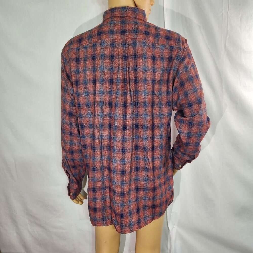 Rowm Mens Size LT Brick Red Plaid Button-Down Shirt 55% Polyester 45% Cotton - Picture 7 of 10